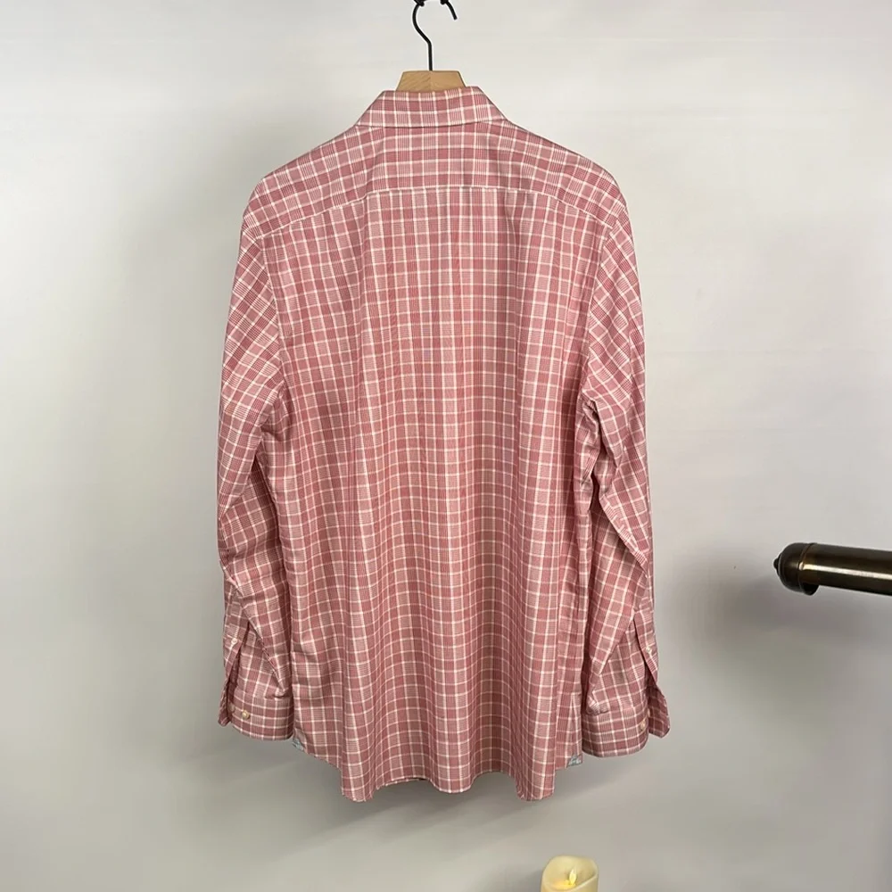 Banana Republic Plaid Button-Down Long Sleeve Shirt - XL - Grant Fit - Salmon